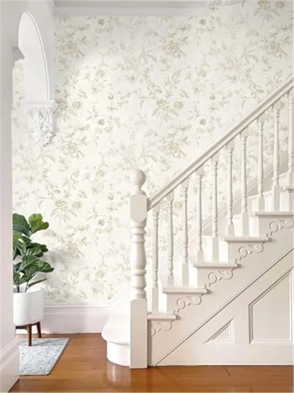 Floral Peel Stick Wallpaper Beige Vintage French Removable Self Adhesive Vinyl